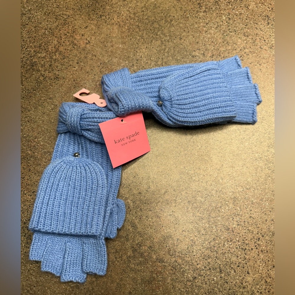 kate spade Light Blue Convertible Fingerless Gloves with Mitts